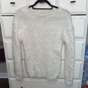 White fuzzy sweater